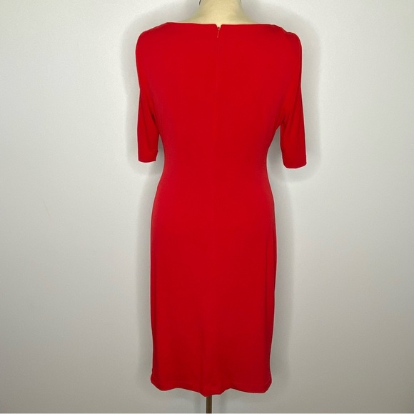 Vince Camuto Red Elbow Sleeve Ruched Sheath Dress - Picture 2 of 9